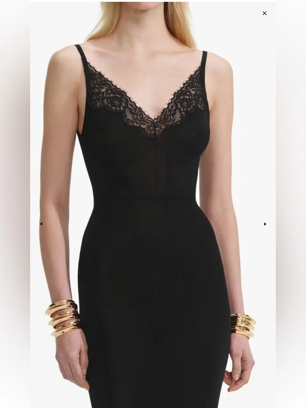 Self-Portrait BLACK VISCOSE KNIT MAXI DRESS - Picture 5 of 8